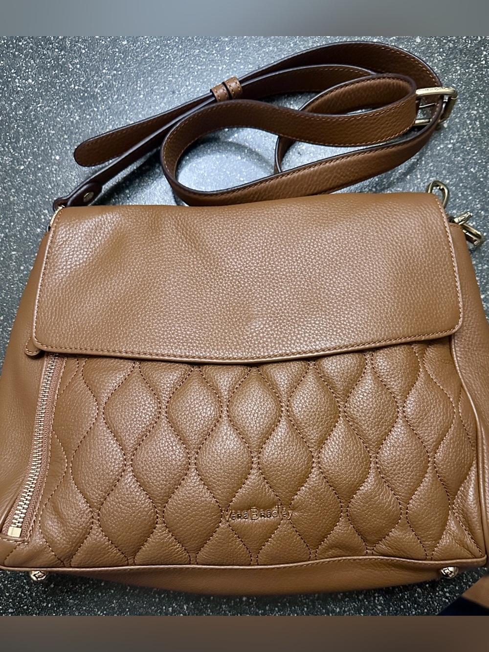 Vera Bradley Cara Quilted Crossbody Bag - Brown (Cognac)